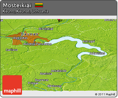 Physical Panoramic Map of Mosteikiai