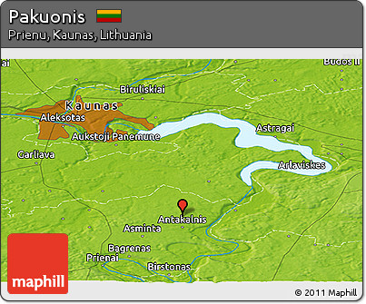 Physical Panoramic Map of Pakuonis
