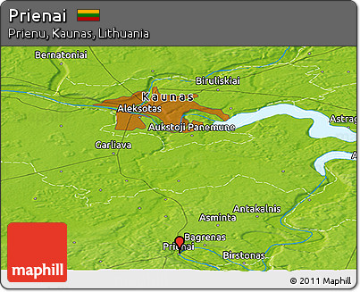 Physical Panoramic Map of Prienai
