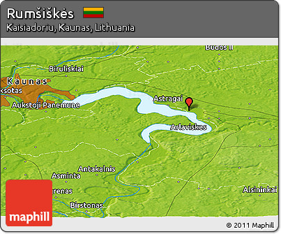 Physical Panoramic Map of Rumšiškės