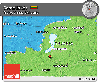 Political 3D Map of Semeliškės