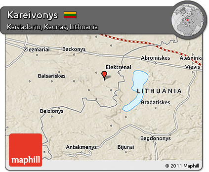 Shaded Relief 3D Map of Kareivonys