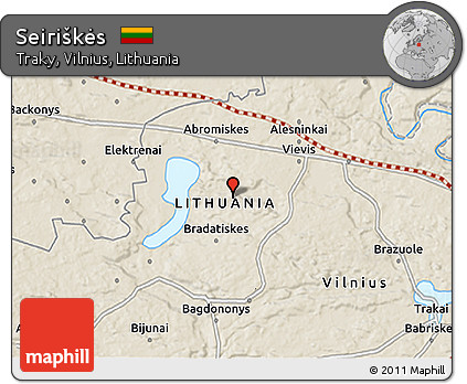 Shaded Relief 3D Map of Seiriškės