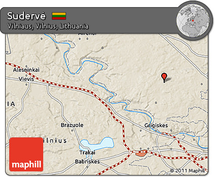 Shaded Relief 3D Map of Sudervė