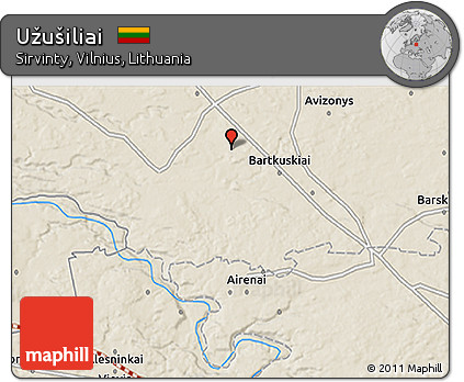 Shaded Relief 3D Map of Užušiliai