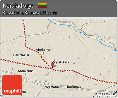 Shaded Relief 3D Map of Kaišiadorys