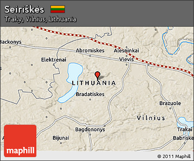 Shaded Relief 3D Map of Seiriškės
