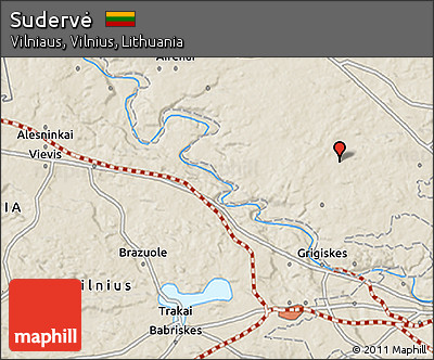 Shaded Relief 3D Map of Sudervė