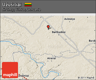 Shaded Relief 3D Map of Užušiliai