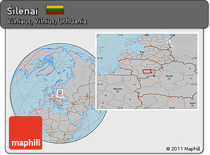 Gray Location Map of Šilėnai, hill shading