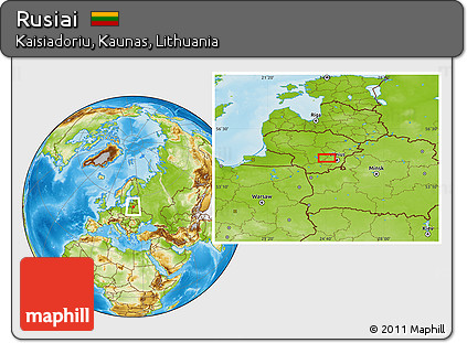 Physical Location Map of Rusiai