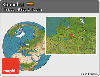 Satellite Location Map of Kiemeliai