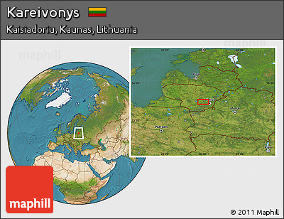 Satellite Location Map of Kareivonys