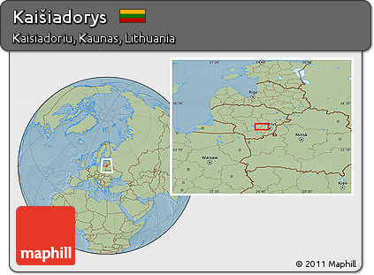 Savanna Style Location Map of Kaišiadorys, hill shading