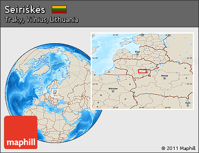 Shaded Relief Location Map of Seiriškės