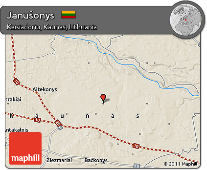 Shaded Relief Map of Janušonys
