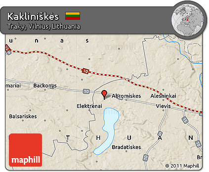 Shaded Relief Map of Kakliniškės