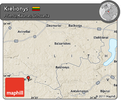 Shaded Relief Map of Kielionys