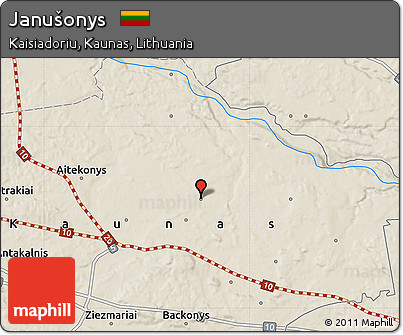 Shaded Relief Map of Janušonys