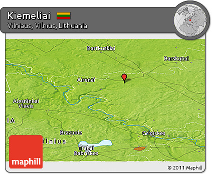 Physical Panoramic Map of Kiemeliai