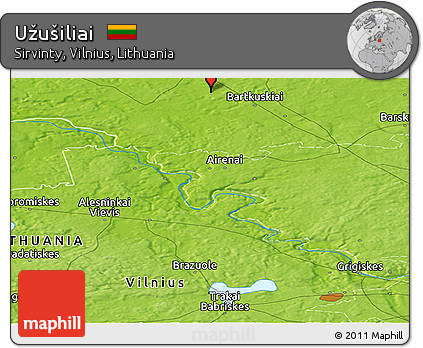 Physical Panoramic Map of Užušiliai