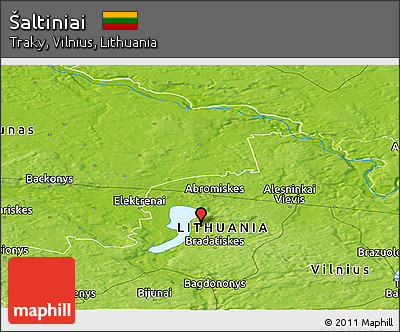 Physical Panoramic Map of Šaltiniai
