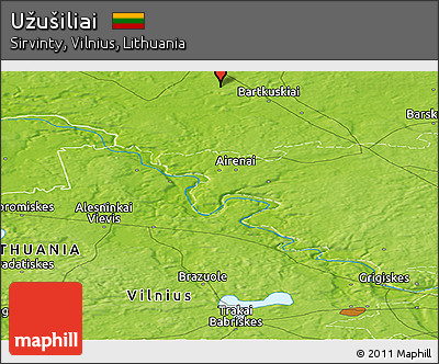 Physical Panoramic Map of Užušiliai