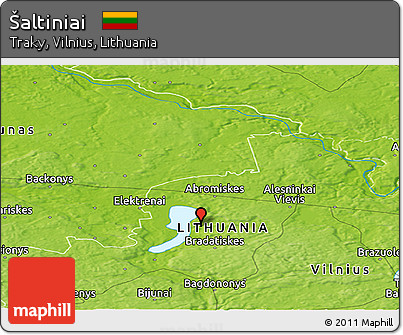 Physical Panoramic Map of Šaltiniai