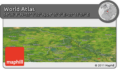 Satellite Panoramic Map of the Area around 54° 48' 50" N, 24° 43' 30" E