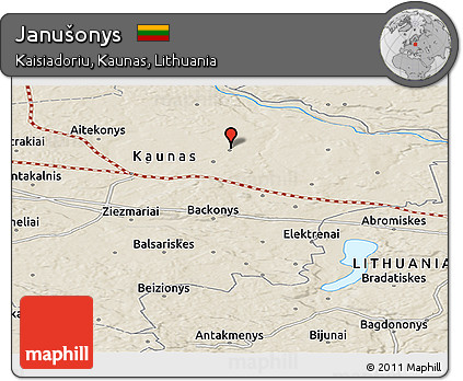 Shaded Relief Panoramic Map of Janušonys