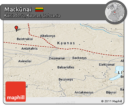 Shaded Relief Panoramic Map of Mackūnai