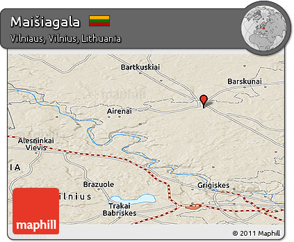 Shaded Relief Panoramic Map of Maišiagala
