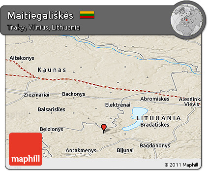 Shaded Relief Panoramic Map of Maitiegališkės