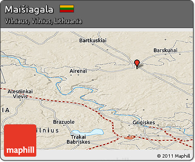 Shaded Relief Panoramic Map of Maišiagala