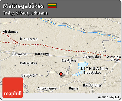 Shaded Relief Panoramic Map of Maitiegališkės