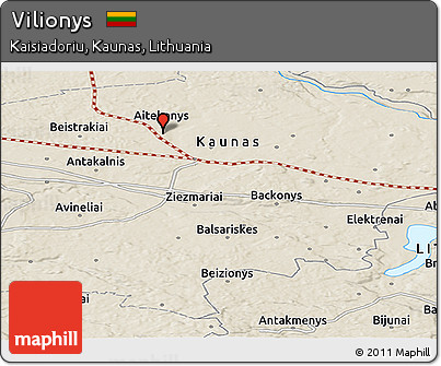 Shaded Relief Panoramic Map of Vilionys