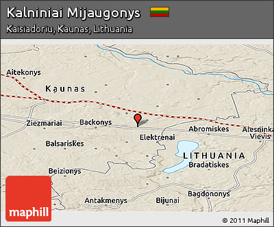 Shaded Relief Panoramic Map of Kalniniai Mijaugonys