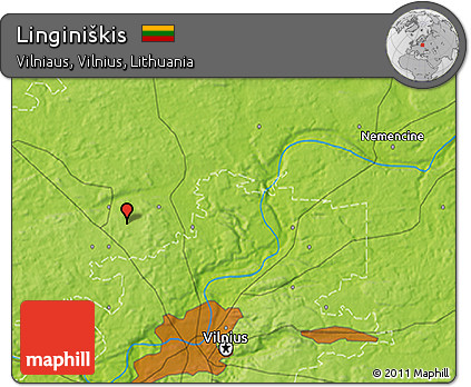 Physical 3D Map of Linginiškis