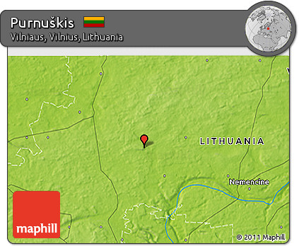 Physical 3D Map of Purnuškis