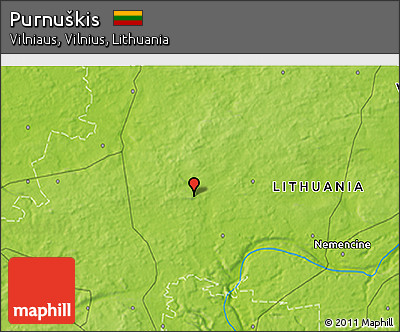 Physical 3D Map of Purnuškis