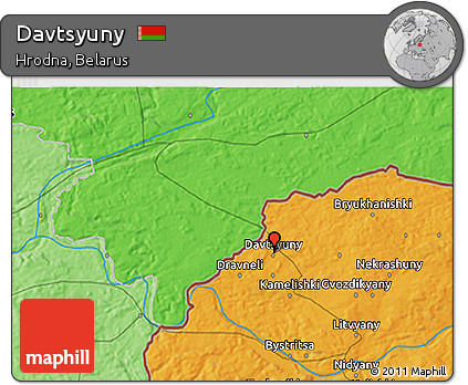 Political 3D Map of Davtsyuny