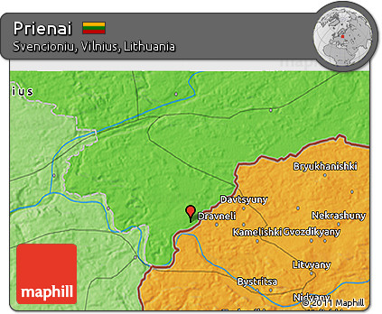 Political 3D Map of Prienai