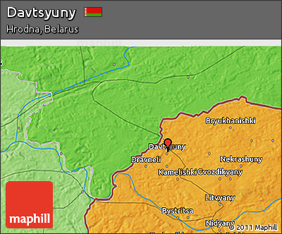 Political 3D Map of Davtsyuny