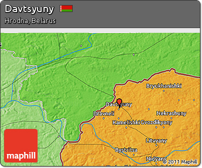 Political 3D Map of Davtsyuny