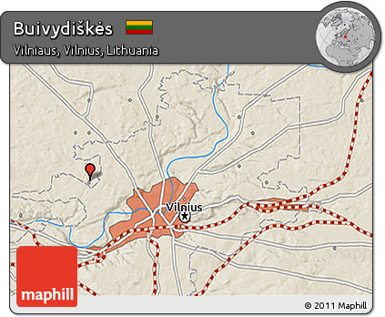 Shaded Relief 3D Map of Buivydiškės