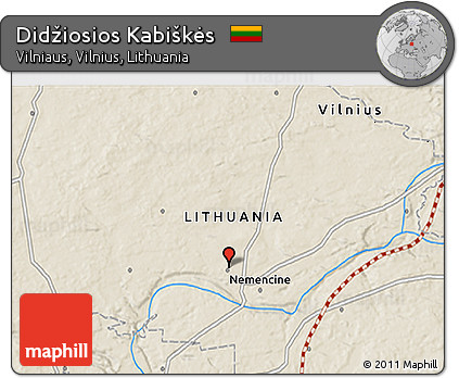 Shaded Relief 3D Map of Didžiosios Kabiškės