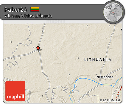 Shaded Relief 3D Map of Paberžė