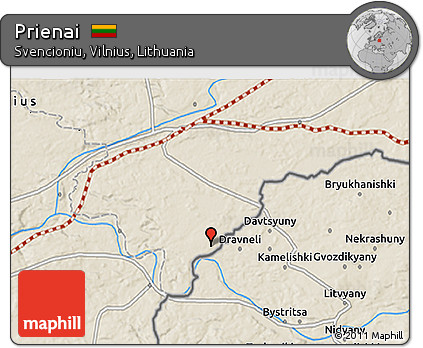 Shaded Relief 3D Map of Prienai
