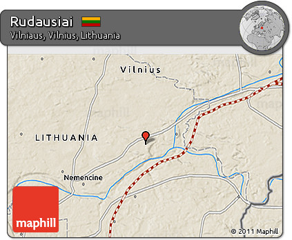 Shaded Relief 3D Map of Rudausiai