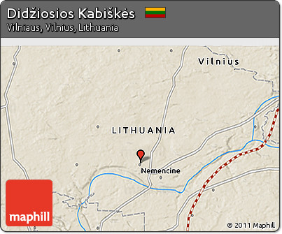 Shaded Relief 3D Map of Didžiosios Kabiškės